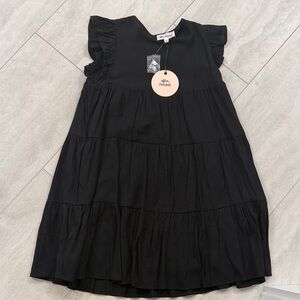 Elegant Black Ruffle Sleeve Mini Dress